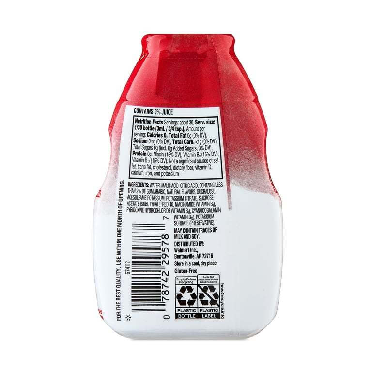 Great Value Strawberry Watermelon Liquid Drink Enhancer, 3.11 fl oz, B  vitamins, on-the-go flavor enhancer