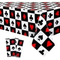 thumbnail image 1 of SINGOMON 2 Packs Casino Party Table Cloths Poker Table Cloths Rectangular Tablecloths Disposable Tablecloths Plastic Table Covers Red Black Table Cloth for Casino Theme Party Decorations, 1 of 5