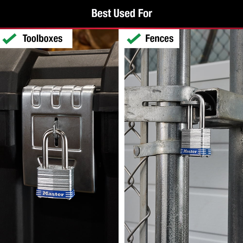 (3 pack) Master Lock Laminated Steel 1-9/16in (40mm) Padlock with Key, 1-1/2in (38 mm) Shackle