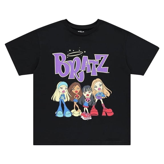 Bratz Women's Shirt, Graphic Print Cartoon Bratz Dolls T-shirt Black – M