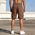 thumbnail image 3 of Elastic Waist Cargo Shorts for Men Solid Color with Pockets Button Bandage Casual and Fashionable Shorts, 3 of 8