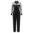 thumbnail image 2 of Aayomet Women's 2023 Fall Jumpsuits Shiny Bronzing Mesh Rompers Sets Long Sleeve Splice Zipper Long Jumpsuit (Black, XL), 2 of 4
