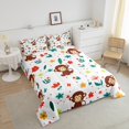 thumbnail image 3 of YST Monkey Bedding Comforter Sets Full Comforter Set For Girls Kids Cute Flower Animal Bedding, Wild Animal Comforter Botanical Flower Pattern 3D Quilt Set Bedroom Decoration(Pink Reverse), 3 of 6