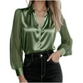 thumbnail image 2 of SwiftWear Women's Sheer Mesh Sleeve Blouse Office Casual Button Down Shirt See Through Long Sleeve Tops​ Green, 2 of 7