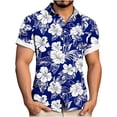 thumbnail image 2 of Mens Hawaiian Shirt Short Sleeve Button Down Cotton Floral Shirts Casual Tropical Beach Summer Shirts Navy 3XL, 2 of 7