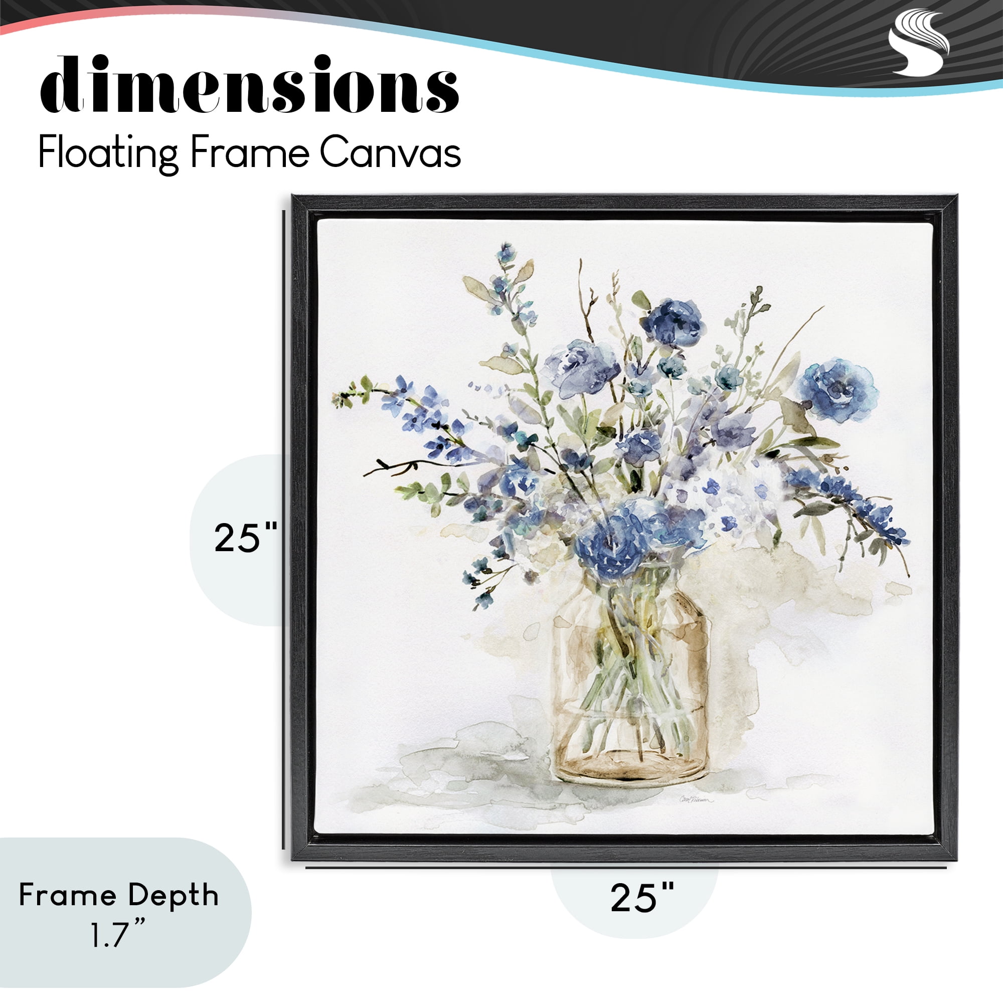 Stupell Industries Spring Floral Dollops Black Framed Floater Canvas Wall Art, design by Carol Robinson