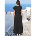thumbnail image 4 of ANRABESS Womens Summer Maxi Dress V Neck Ruffle Sleeve Flowy Tiered Boho Casual Beach Vacation Sundress with Pockets, 4 of 9