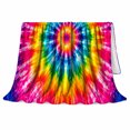 thumbnail image 2 of YShenghong Vibrant Radial Rainbow Tie Dye Explosion Printed Flannel Blanket, 2 of 7