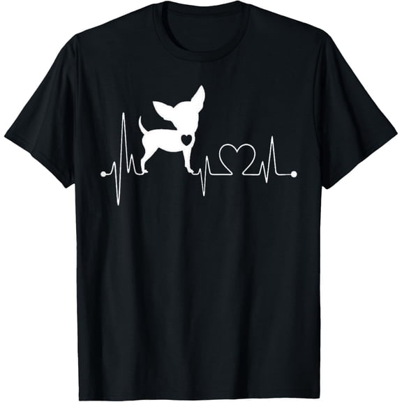 Cute Chihuahua Dog Heartbeat Tshirt for men women kids T-ShirtMen's and women's gift, black and white T-shirt, size: Extra large S-4XL