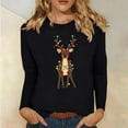 thumbnail image 2 of Womens Christmas Shirts Long Sleeve Crew Neck Shirt with Christmas Reindeer Print Holiday Party Top Blouse Style Tees My Items, 2 of 6