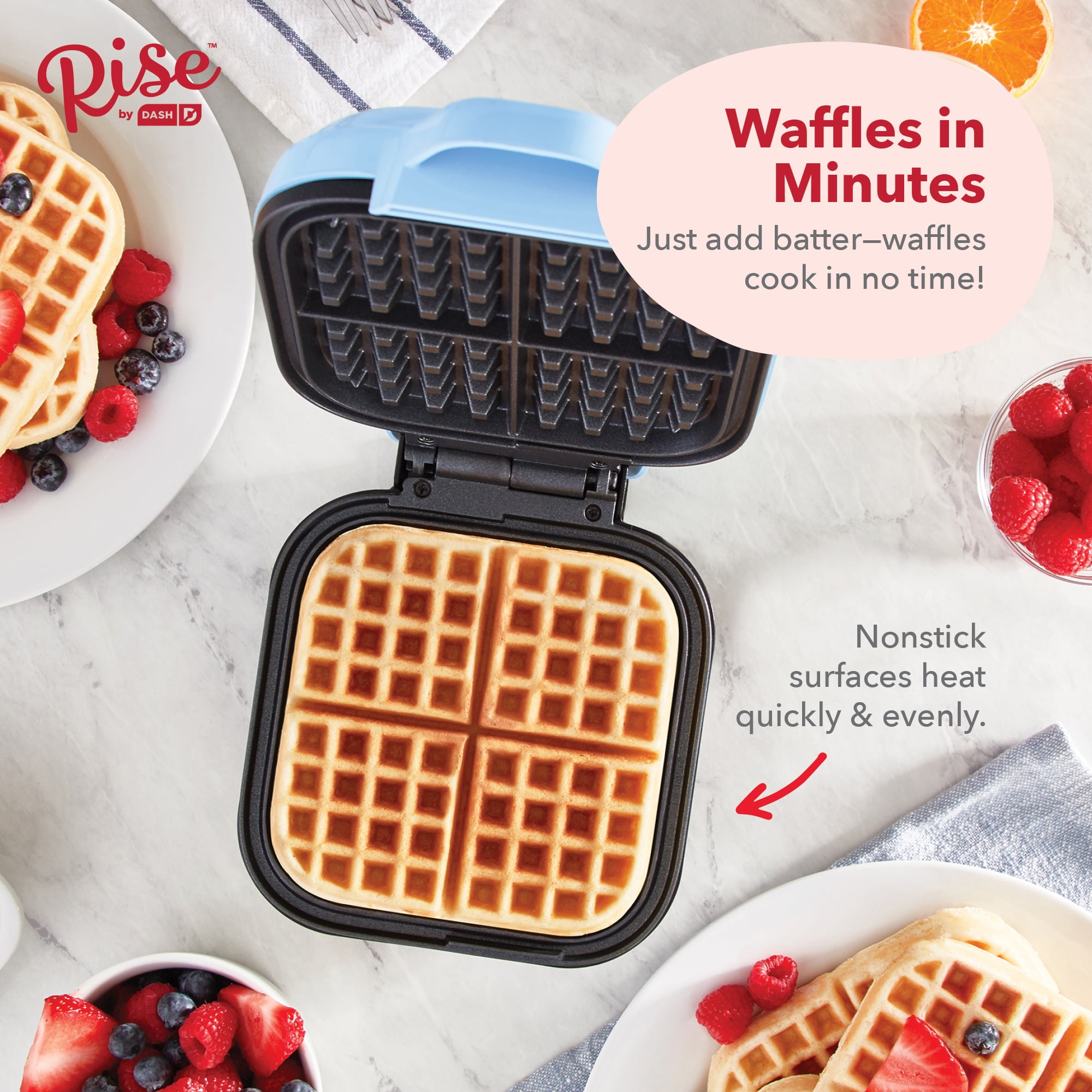 Rise By Dash 7 In. Blue Waffle Maker - Power Townsend Company