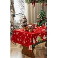thumbnail image 5 of Fennco Styles Santa and Snowflake Christmas Tablecloth 56" X 72" - Red Festive Table Cover for Winter Holidays, Home Décor, Family Gatherings, and Special Occasions, 5 of 6