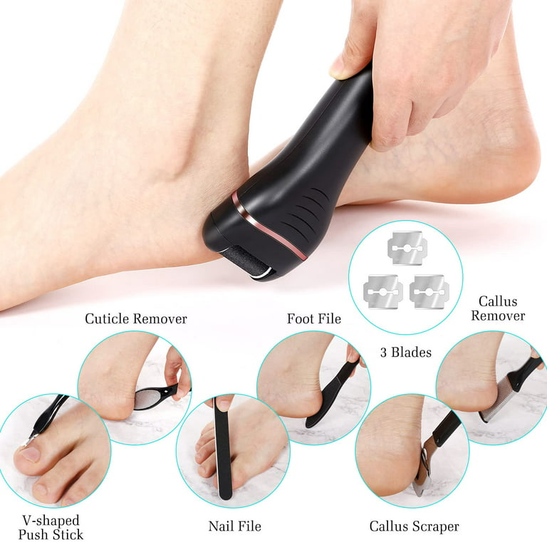 Electric Callus Remover for Feet, Rechargeable Pedicure Tools Foot Care Feet  File, 18 in 1 Callous Remover Kit for Remove Cracked Heels and Dead Skin,  with 3 Roller Heads 2 Speed, Battery Display 