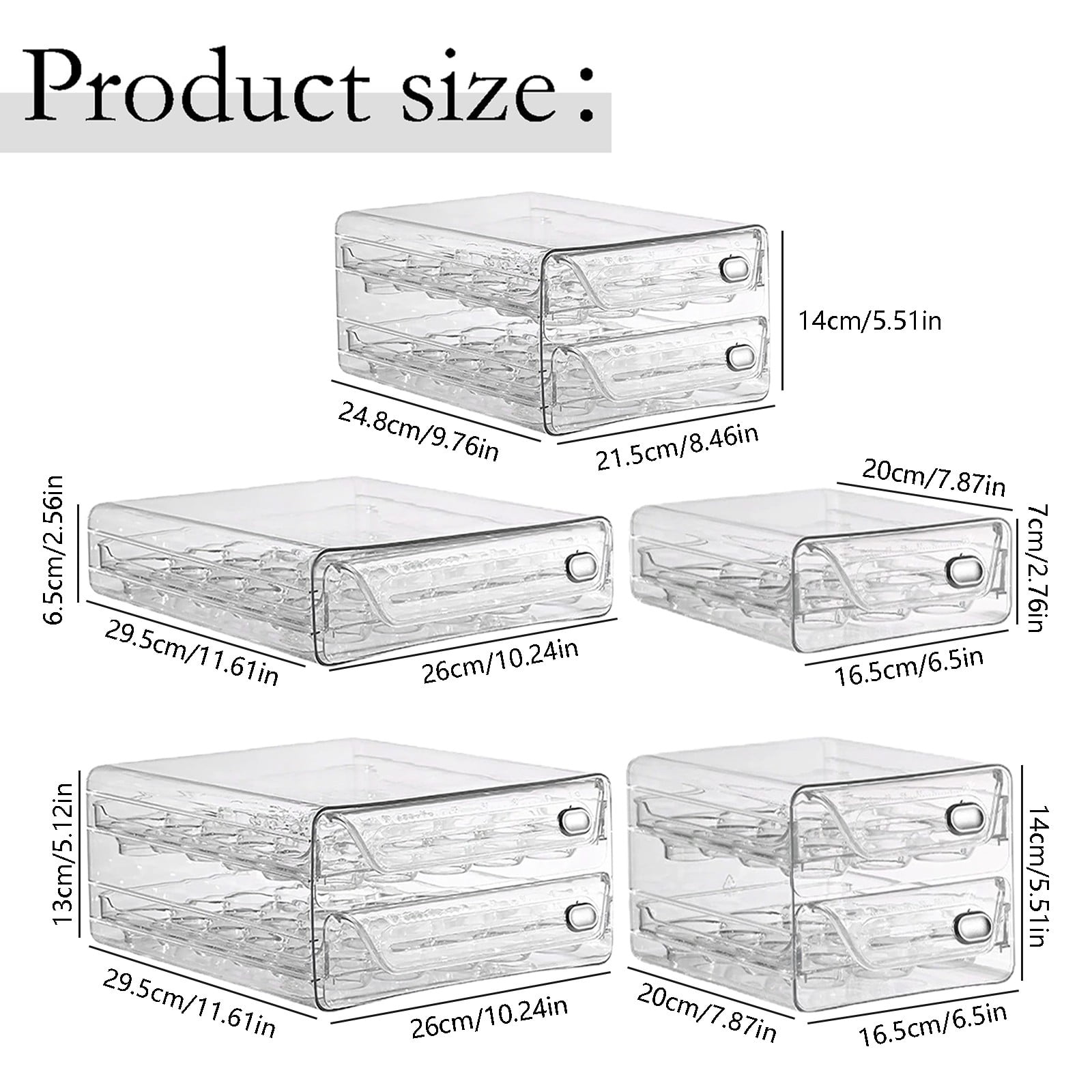 Egg Storage for Refrigerator, Stackable Egg Holder for Fridge, Clear BPA Free Plastic Egg Dispenser, Portable Egg Carriage for Picnic Travel