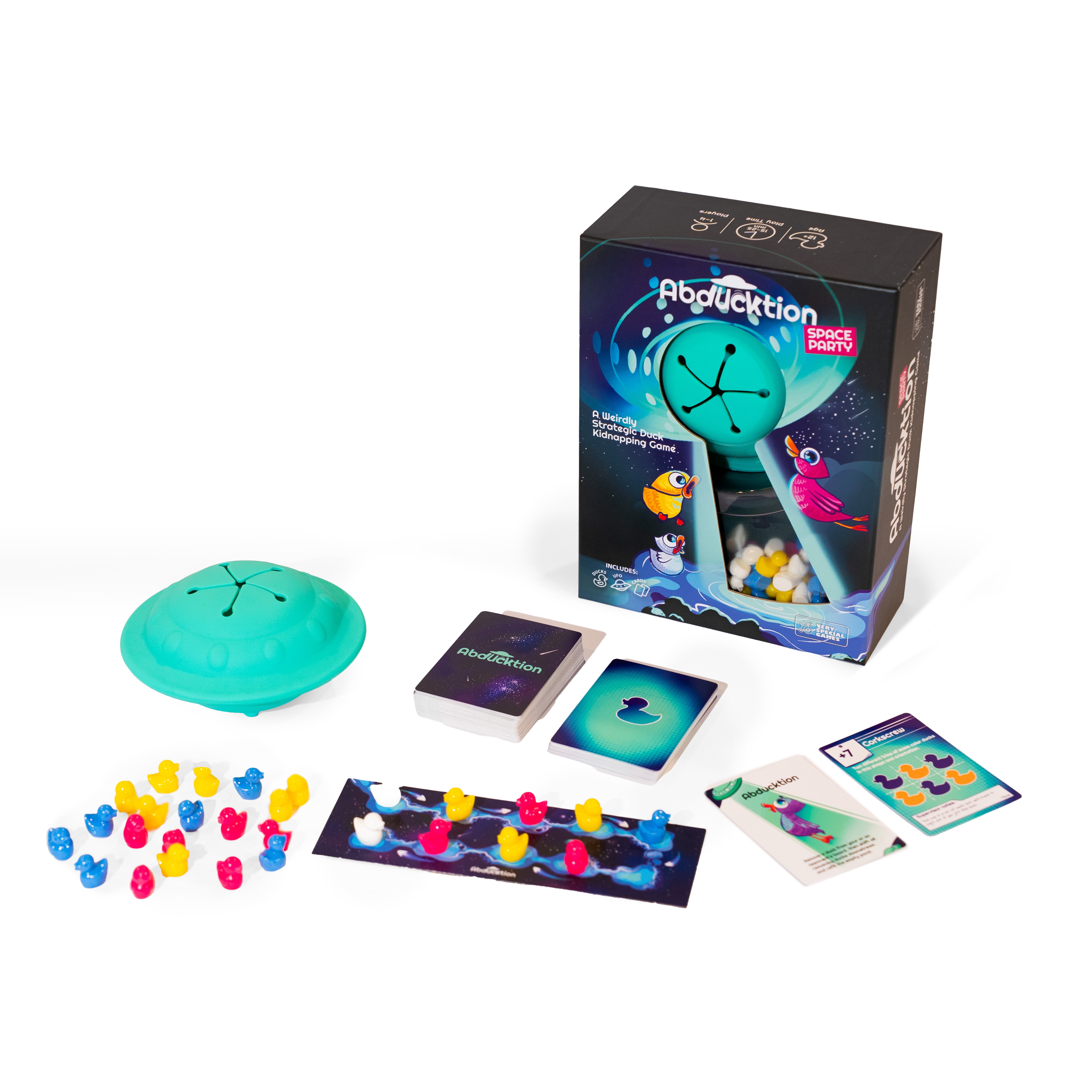 Abducktion Space Party Edition - A weirdly Strategic Duck Kidnapping Game, 15-Minutes of Light Strategy of Ducks, a UFO, and Mind-Bending, Shape-Finding Logic! (Walmart Exclusive)