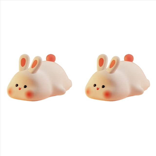 2X Luz de Conejo, Lámpara de Silicona, Conejito con Luz Regulable, Lámpara de Noche, Luz de Conejito Recargable, Lámpara de Noche