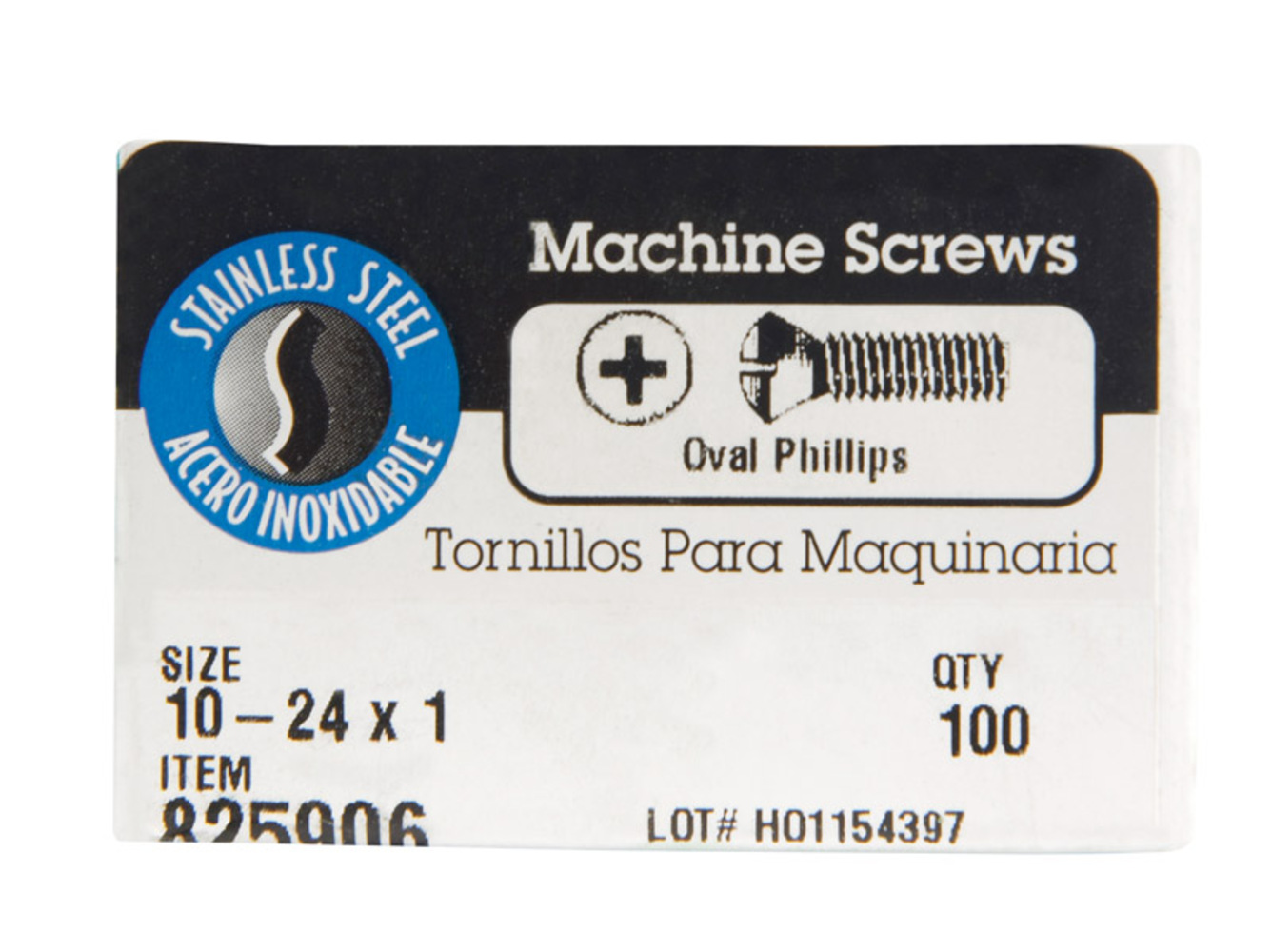 Hillman 59537 24 x 1 in. No.10 L Phillips Oval Head Stainless Steel Machine Screws - Pack of 100
