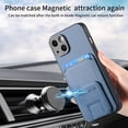 thumbnail image 6 of Allytechgroup Cards Holder Back Case for iPhone 14, Vintage PU Leather TPU Shockproof Slim Kickstand Anti-Drop Protective Wallet Phone Case Cover for Apple iPhone 14, Blue, 6 of 8