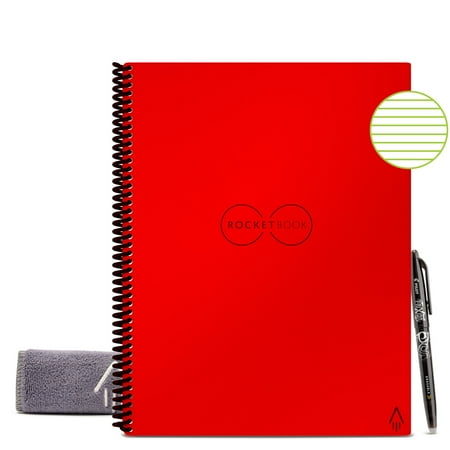 Rocketbook Core Smart Reusable Notebook - Red - Letter Size Eco-friendly Notebook (8.5" x 11") - 32 Lined Pages - Includes 1 Pen and Microfiber Cloth
