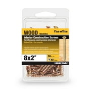 Fas-n-Tite Interior Wood Screws, 8 X 2", Zinc Plated, Steel, 50 Count
