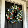 thumbnail image 4 of Miwamany Patriotic Wreath for Front Door 4th of July Wreath Independence Day White Blue Red Garland for Memorial Day Veterans Day Front Door Decoration Hanging Ornaments, 4 of 5