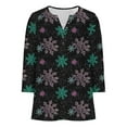 thumbnail image 5 of Christams Shirts for Women Loose Fit V Neck Xmas Tree Snowflakes Printed Plus Size Graphic Tee Festive Holiday Tops (M, Black), 5 of 5