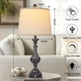 thumbnail image 5 of 2 Set 27.5 Inch Tall Coastal Table Lamps Set For Living Room With 2 Dimmable LED Bulbs, Touch Control 3 Way Dimmable Bedside Lamp, 9W Bright, USB + Type C Charging Ports, Natural Linen Shade, 5 of 10