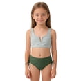 thumbnail image 5 of Big Girls Two Piece Bathing Suit V Neck Crop Top High Waist Bottom with Side Tie Swim Set for Pool 7-16Y, 5 of 5