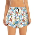 thumbnail image 2 of Picia Summer Stamp Pattern Women's 2 in 1 Athletic Running Shorts High Waisted Workout Casual Gym Sweat Shorts with Comfy Liner Zipper Pockets-X-Large, 2 of 9