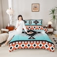 thumbnail image 4 of Manfei Vintage Aztec Bedding Comforter Set,Blue Geometric Pattern Twin Comforter Sets,Boho Theme Bedding Set,Super Cozy Room Decor Reversible,2-Piece, 4 of 8