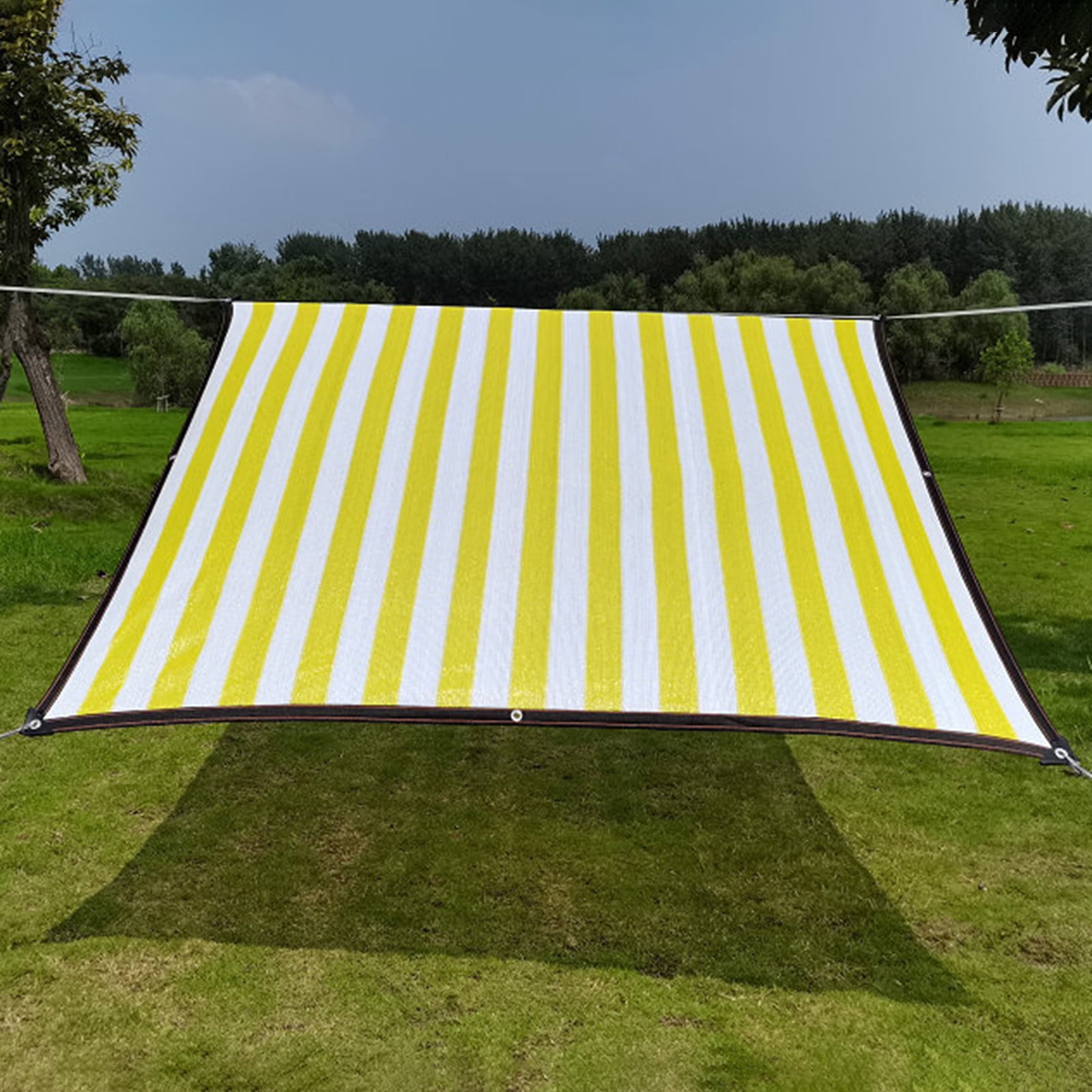 Sun Canopy Shade Sail,Yellow and White Stripe Outdoor Sunshade Swimming