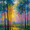 Misty Forest Sunset, variant on Abstract Forest Canvas Wall Art, Colorful Tree Print for Living Room, Bedroom, Dining Room, Home Office and Hallway Decor