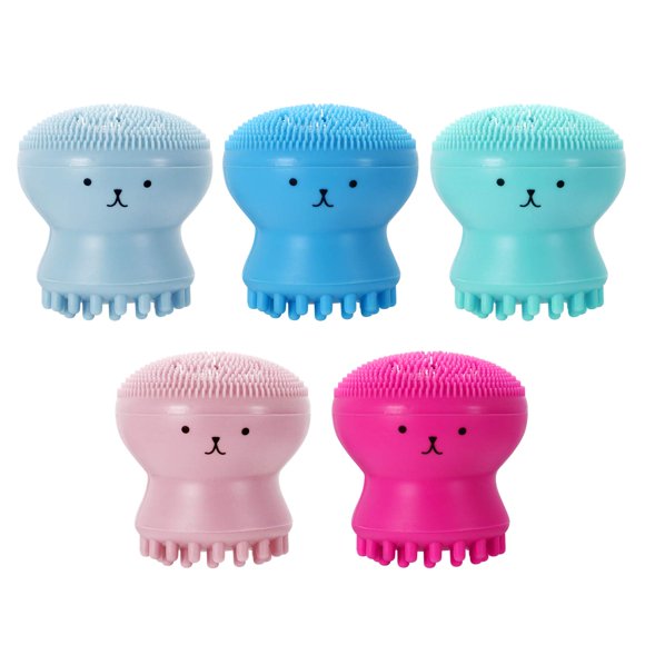 Vtrem Depurador facial de silicona para mujer: Paquete de 5 depurador facial de pulpo Depurador facial de silicona para rostro para masaje exfoliante profundo Cepillo de limpieza Herramientas de belle