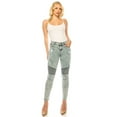 thumbnail image 2 of Women's Distressed Moto Jeans, Acid Wash Denim, Frayed Hem, Ribbed Knee Panels-ED19030-SB, 2 of 5