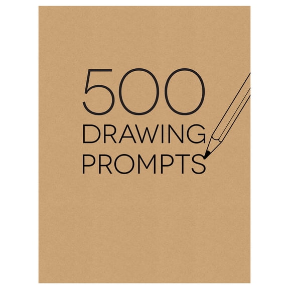 Piccadilly 500 Drawing Prompts, Tan Guided Sketchbook Journal, 7.4 x 9.6", 240 Pages