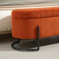 thumbnail image 4 of Storage Ottoman, Upholstered Ottoman Bench with Safety Hinge, Entryway Padded Footstool for Living Room & Bedroom, Orange, 4 of 7