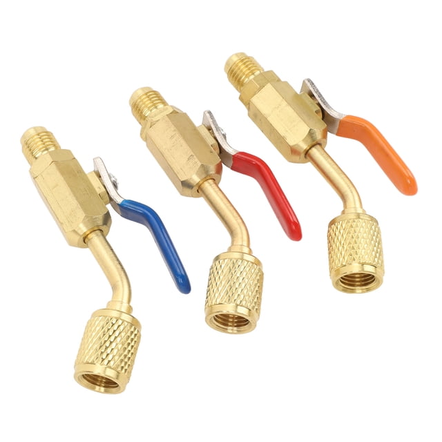 Válvula De Bola Para Refrigerante, Válvula De Bola Para Aire Acondicionado Antifugas De Latón En ángulo, 3 Piezas Para R134A R410A R22