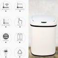 thumbnail image 7 of Automatic Garbage Can Touch Free Stainless Steel Trash Can No Touch Kitchen Waste Bin High-Capacity Bathroom Trash Can with Lid for Home Bedroom Office, White, 7 of 7