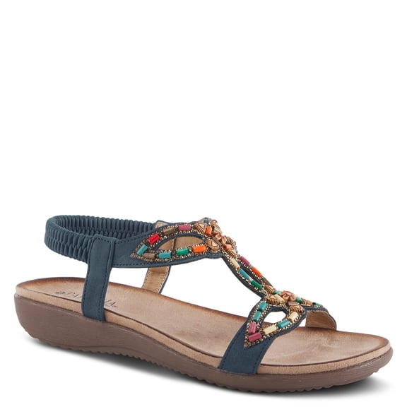 PATRIZIA Volcanic Women's Slingback T-Strap Sandals – Sandals with Slip-On Comfort, Microsuede Insole, Beaded Floral Design