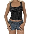 thumbnail image 2 of Women'S Crop Tank Tops Summer Polka Dots Y2K Going Out Basic Sleeveless Fashion Clothing Black XL, 2 of 8
