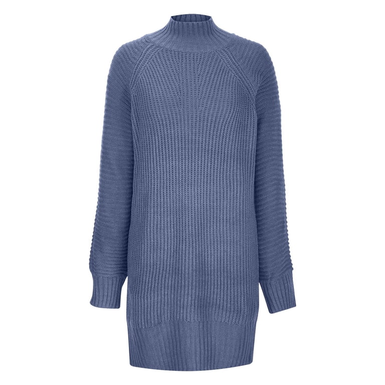 Karight Women's Turtleneck Textured Lantern Sleeve Ribbed Knit Dress  Pullover Oversized Sweater Dresses - Walmart.com