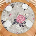 thumbnail image 2 of Round Fitted Tablecloth with Elastic Edges Fits 45"-52" Round Tables Pioneer Colorful Floral Waterproof Table Cover Washable Indoor and Outdoor for Party Kitchen Dinner Banquet Patio Picnic, 2 of 7