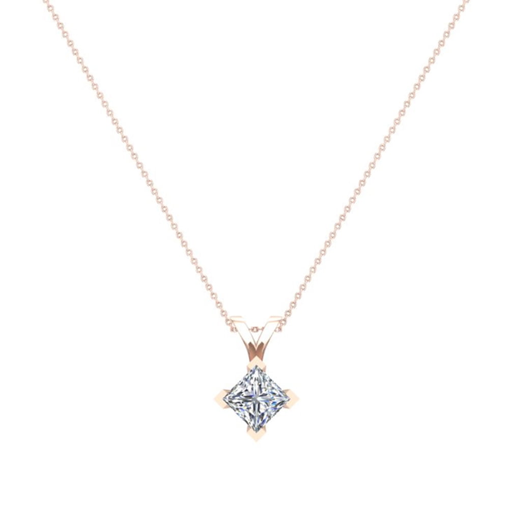 Super Jeweler Women Accessories Jewelry Necklaces 1/2 Carat Princess Cut Diamond Pendant Necklace in 14k 