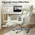 thumbnail image 4 of HomeZeer 500lbs Capacity Cross Legged Office Chair, Big and Tall Office Chair with Footrest, PU Leather Criss Cross Desk Chair with Reclining Back, Adjustable Arms & Wide Seat for Home Office, White, 4 of 12