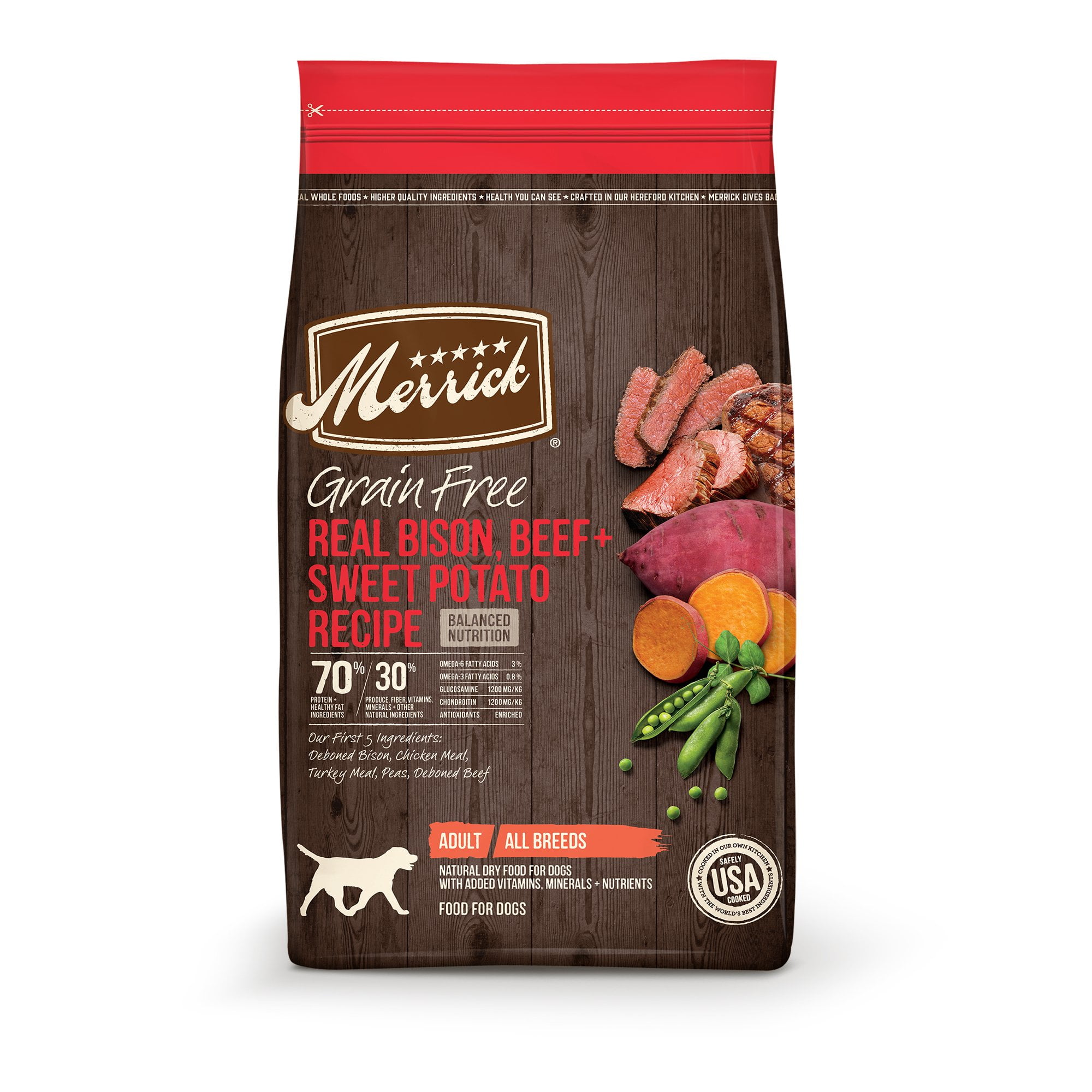 Merrick GrainFree Bison, Beef, & Sweet Potato Adult Dry Dog Food, 10