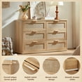 thumbnail image 4 of Natural Wood Dresser for Bedroom, Farmhouse Dresser with Metal Handles, Vintage 6 Drawers Dresser, Chest of Drawers Storage Cabinet for Living Room, Entryway, 4 of 8