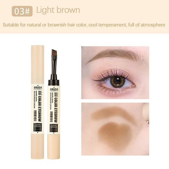 Xihbxyly Crema para Cejas, Diseño de Doble Cabezal Dos En Uno, Maquillaje Resistente Al Agua y Duradero, Cejas Finas Simuladas, Rutina de Belleza Diaria, para Amantes Del Maquillaje, Tamaño Compacto