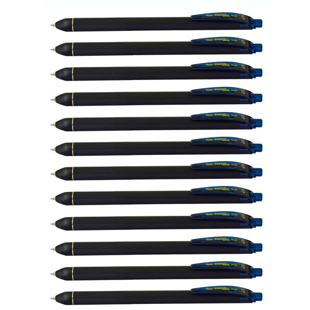 Bolígrafo Pentel EnerGel Kuro, gel líquido, 0,7 mm, azul marino, tamaño mediano, 12 unidades