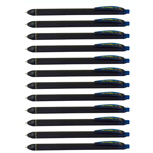 Bolígrafo Pentel EnerGel Kuro, gel líquido, 0,7 mm, azul marino, tamaño mediano, 12 unidades