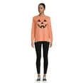 thumbnail image 2 of Positivitees Women's Fall Graphic Tee, Long Sleeve T-Shirt Jack-O-Smile, Sizes S-3XL, 2 of 5